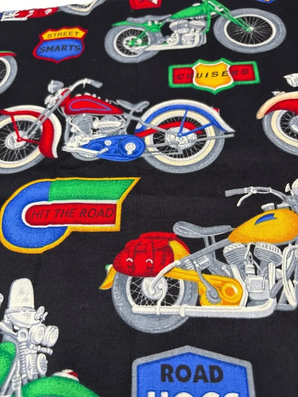 Cranston Motorcycle-Themed Cotton Fabric Print Cruisers 22